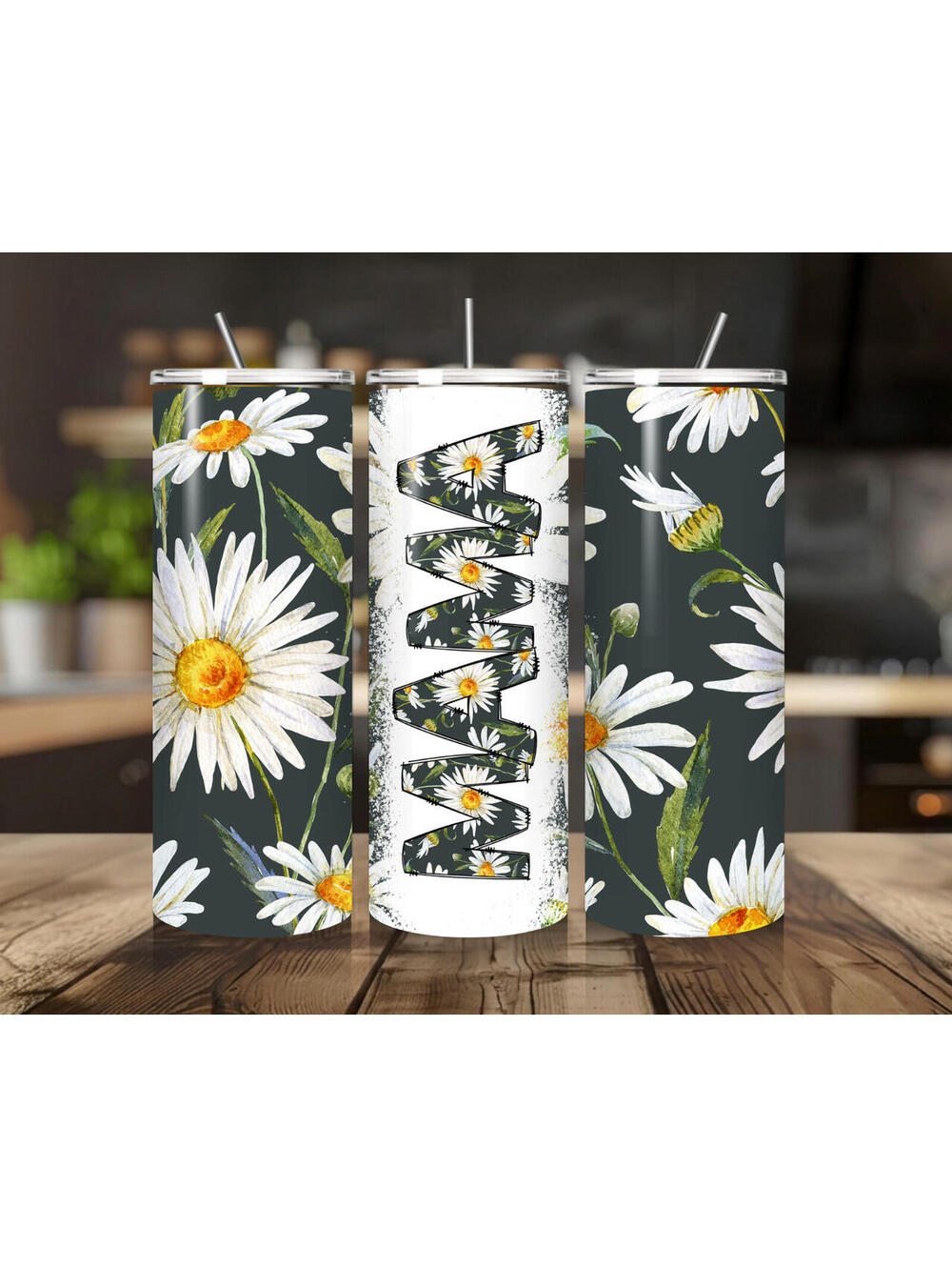 20 oz Flowers Mama Stainless Steel Tumbler with Lid, Straw